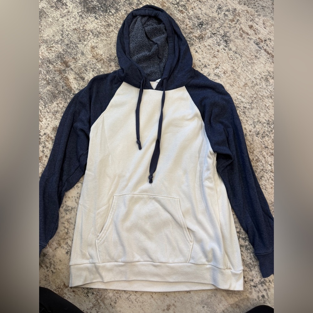 American Eagle Outfitters Navy and Cream Hoodie